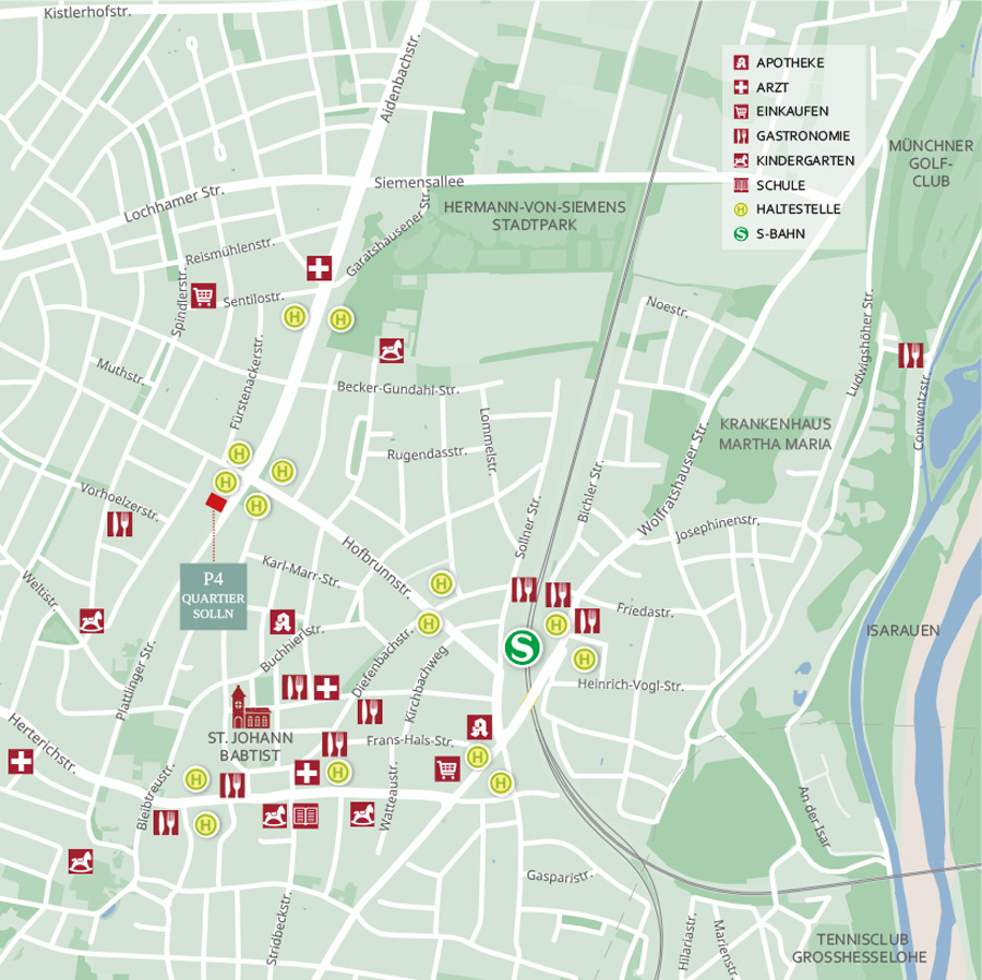 Lageplan P4 Quartier Solln, Plattlinger Str. 4, München