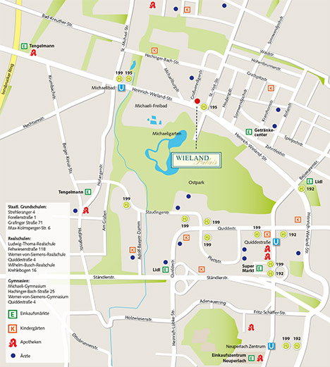 Lageplan Wieland Palais, Heinrich-Wieland-Straße, München